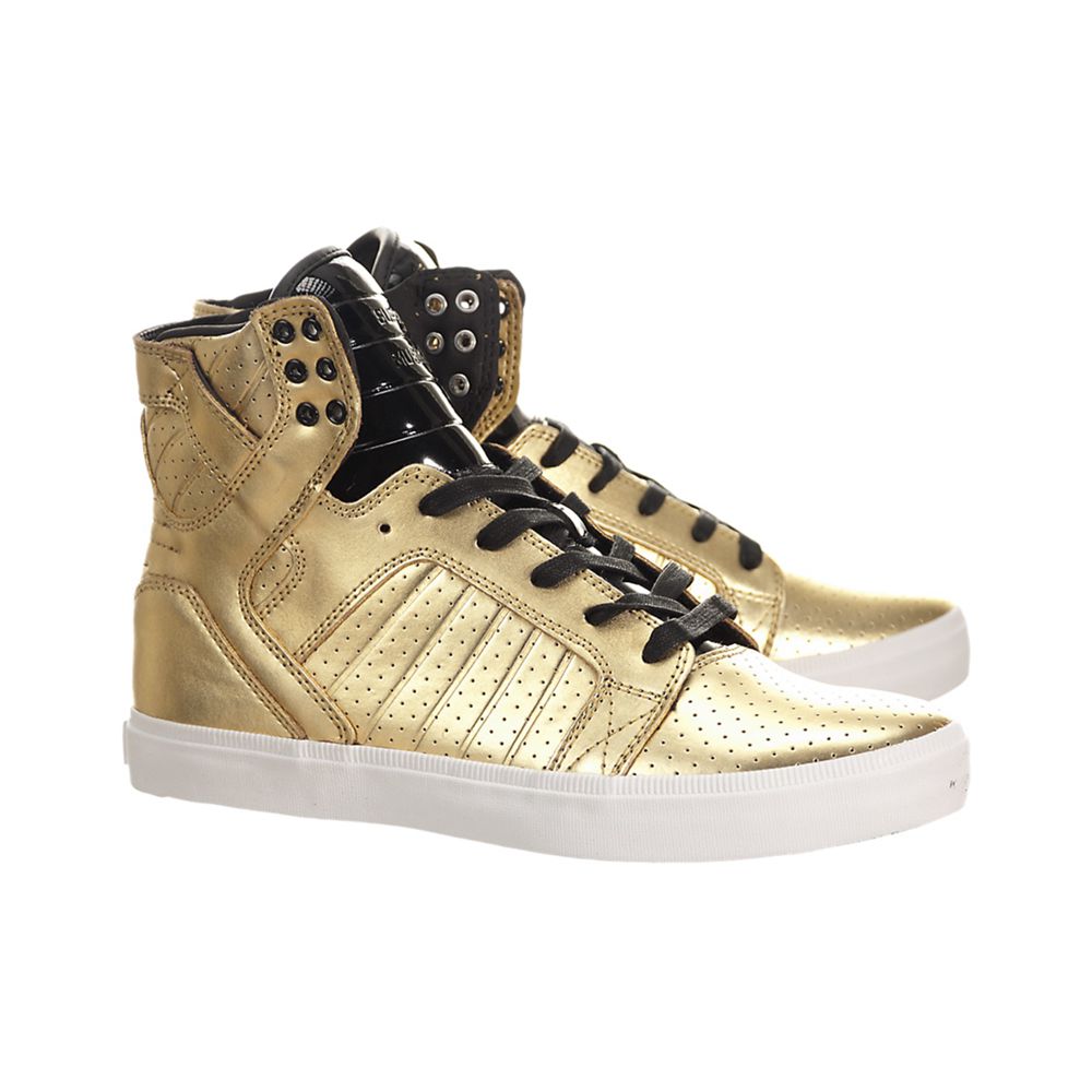 Baskets Montantes Supra SkyTop LS Doré Gold/White Homme | CAO-26129724